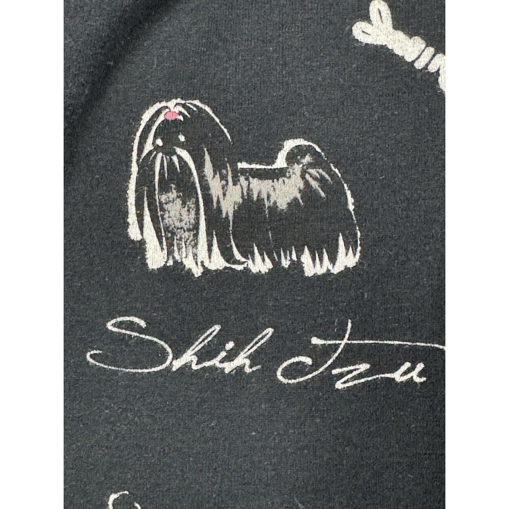 Jess and Jane‎ Top Womens Small Black Dog Doodle Embellished Cotton Made in USA - Picture 13 of 16